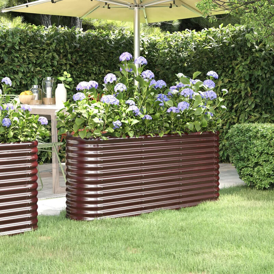 Asupermall - Garden Planter Powder-coated Steel 152x40x68 cm Brown