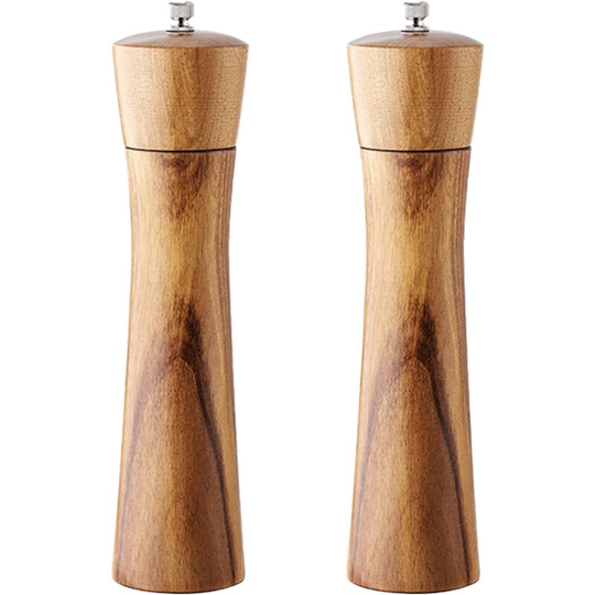 Wooden Salt and Pepper Grinder Set, Refillable Tableware Acacia Wood, Large Pepper Grinder Salt Shaker 8 inch square head color box
