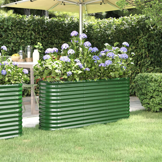 Asupermall - Garden Planter Powder-coated Steel 152x40x68 cm Green