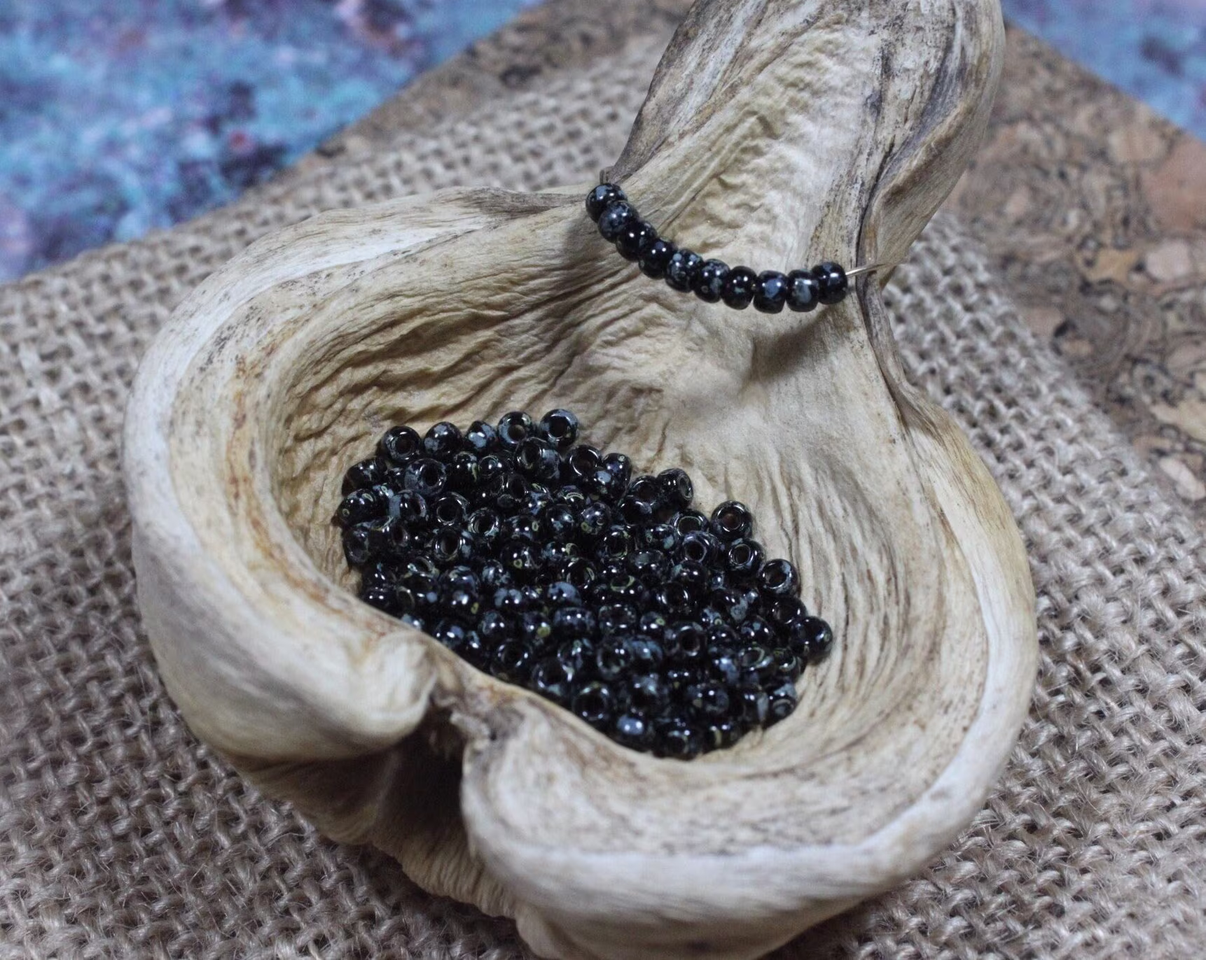 8/0 Black Picasso Miyuki Seed Bead | 10G | B0032, Beads, Size 8 Seed Bead, Black Beads