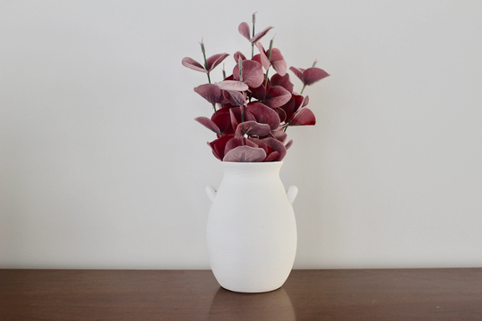 White Vase | Boho Decor Modern Minimalist Textured Ceramics Fall Scandinavian Design Hand Painted Upcycled
