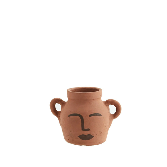 Terracotta Head Planter - Ceramic Face Plant Pot Unique Modern Boho Dried Faux Flower Vase Clay Indoor