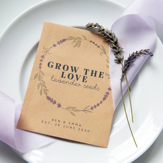 10 Grow The Love Lavender Seed Packet Favours