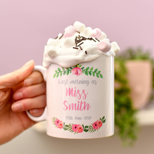 Brides Personalised Wedding Day Mug, Pink/Powder Blue/Blue