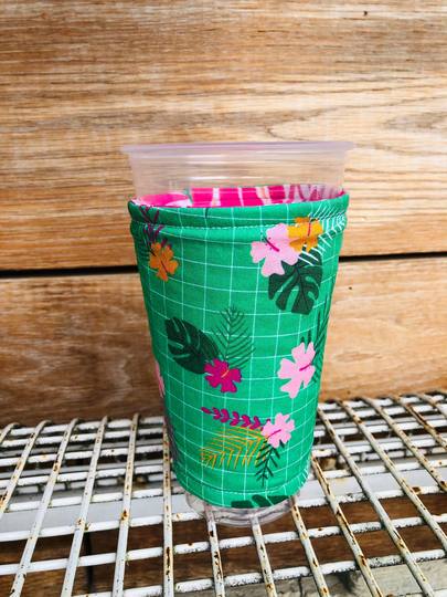 Large Size/Iced Coffee Cozy/ Sleeve/ Trenta/ Monstera/ Hawaiian Cozy
