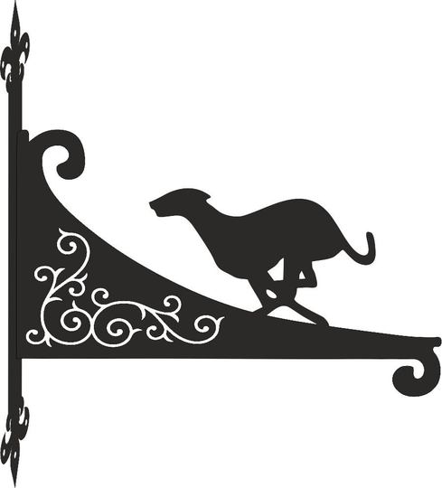 Greyhound Running Ornamental Scroll Hanging Bracket
