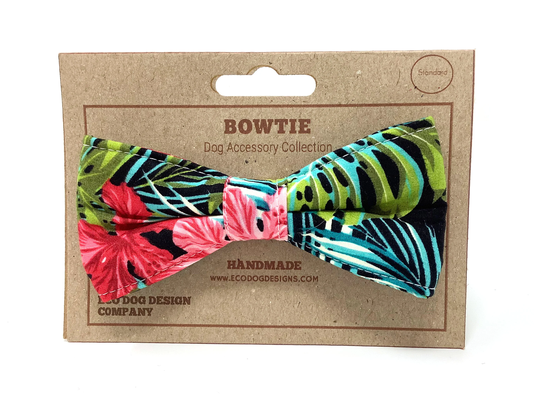Dog Bow Tie, Tropical Print, Hibiscus Flower Dickie Bow, Accessory, Lover Present