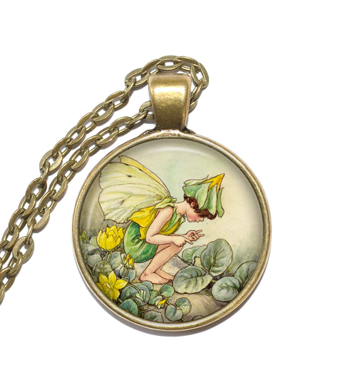 Herb Twopence Fairy Necklace, Fairy, Fantasy, Flower Magic, Pixie, Whimsical, Art Pendant Handmade Jewelry