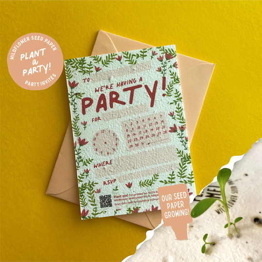 Plantable Party Invitation/Seed Paper Garden Invitations Sustainable & Eco-Friendly Grow Wildflowers