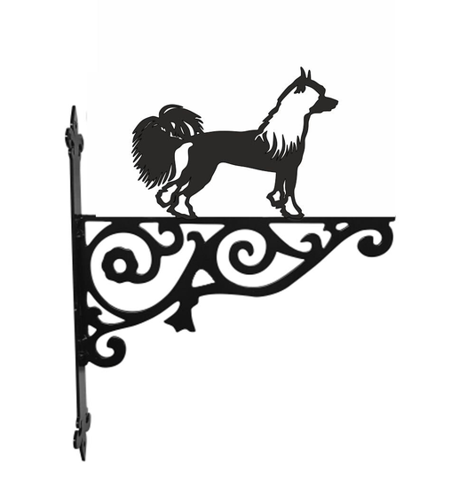 Chinese Crested Ornamental Hanging Bracket - Contemporary Basket Wall Mounted Decorative Garden Black