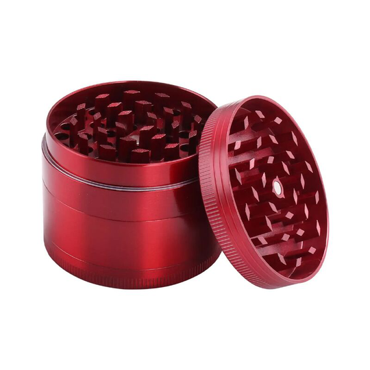 2.1' Herb Grinder 4-Piece Aluminum Spice Grinder with Pollen Scraper, Ideal for the Foodie Who Seeks Culinary Excellence-Red