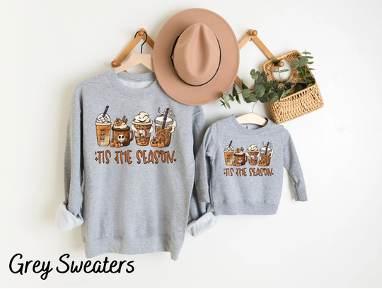 Matching Mother Kids Halloween Sweatshirts, Mommy & Me Son Shirts Tis The Season Sweaters