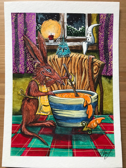 Medicine - An Original Watercolour Illustration By Jacqui Lovesey From The Arboridium Oracle Deck Witch, Pagan Art