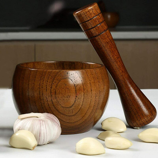 Wooden mortar and pestle, great for manual ginger, spices, garlic press jujube medicine garlic