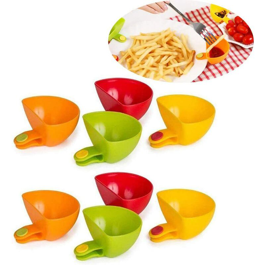 Naxunnn - 8PCS Small Clip Seasoning Dish Assorted Seasoning Dishes Kitchen Clip Bowl Dip Plate Clip-on Holder for Tomato Sauce Salt Vinegar Sugar