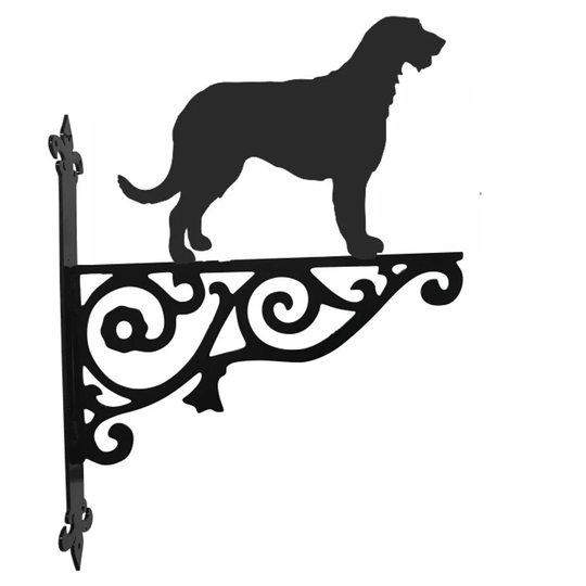 Irish Wolfhound Ornamental Hanging Bracket - Contemporary Basket Wall Mounted Decorative Garden Black