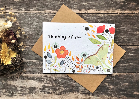 Plantable Seed Paper Thinking Of You Card , Sending Love , Sympathy Card, Sending Love Card, Miss Get Well Soon Card