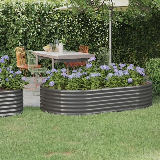 Asupermall - Garden Planter Powder-coated Steel 175x100x36 cm Grey
