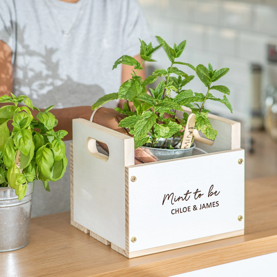 Wedding Anniversary Gift For Couples Personalised Wooden Planter - White