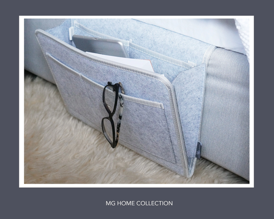 Clearance Light Grey Bedside Caddy Sofa Remote Holder Book Storage Hanging Bag Felt Organizer Organiser Pocket