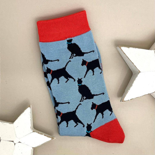 Bamboo Lucky Cat Socks In Powder Blue