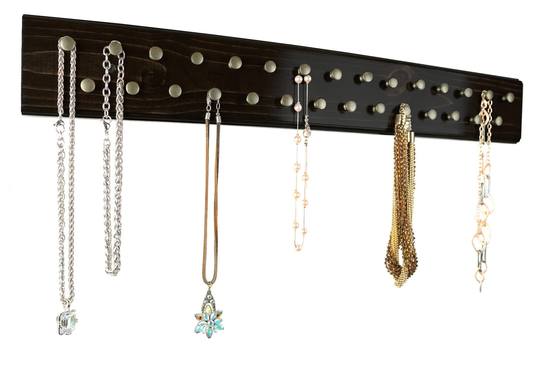 Black Necklace Rack - Jewelry Display| Wood Holder| Wall Mount Storage| Organizer| Hanger