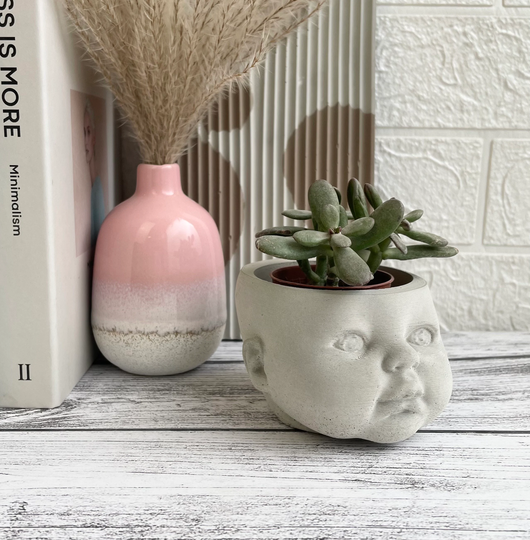 Concrete Baby Head Planter, Housewarming Gift, Fun Gift, Funny Planter, Baby Shower Gift, Indoor Plant Pot