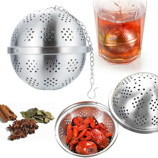 Premium 304 Stainless Steel Tea Ball Strainer Infusers 3.34' Size, Fit For Steep Loose Leaf Tea, Herbal, Spices, Seasonings, Tea Ball Silver,