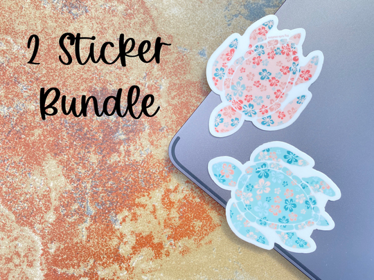Hibiscus Turtle Sticker, Sticker Bundle, Quote Lover, Laptop Waterbottle