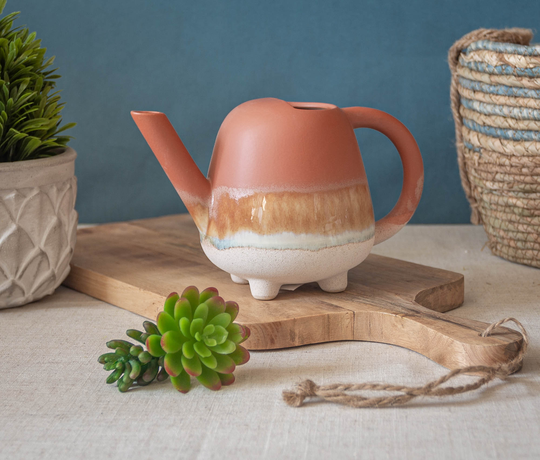 Terracotta Glaze Mini Watering Can, Mojave Ceramic Can