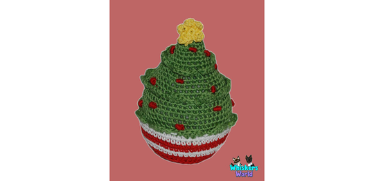 Christmas Tree Organic Knit Dog Toy - Squeaker Plush Dog Toy Small Crochet Stuffed Handmade