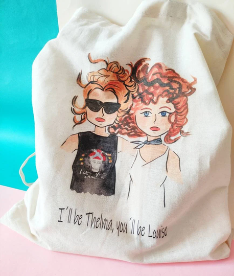 100% Organic Cotton Fabric Bag With A Thelma & Louise Design Tote Print Gift