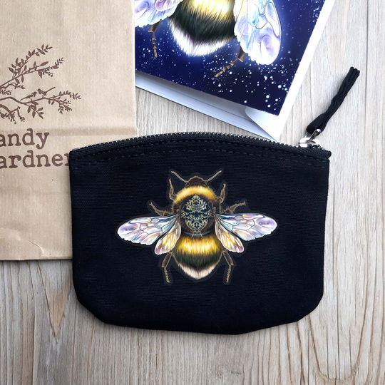 New Premium Quality Organic Bumble Honey Bee Purse Bag, Bird, Makeup Pouch, Animal, Coin Wallet