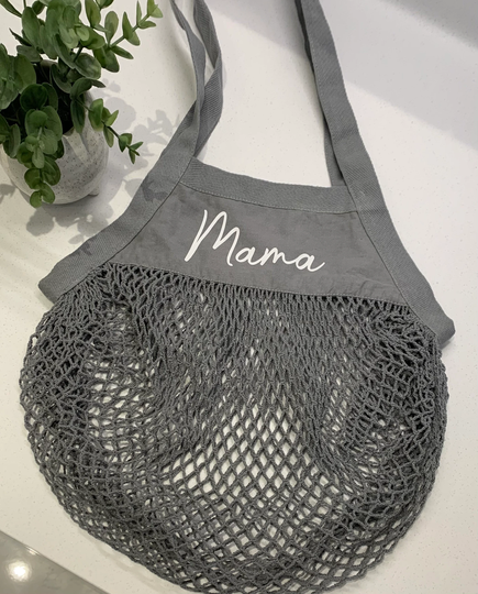 Personalised Organic Mama Bag Grocery String Tote Mother's Day Nanny Gift Shopping Eco Friendly Reusable