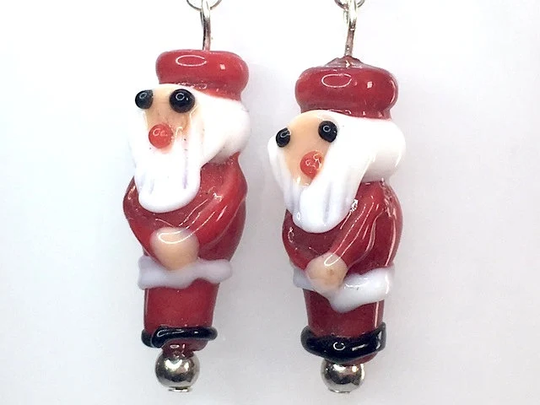 Santa Earrings Kawaii Christmas Lampwork Seasonal Holiday