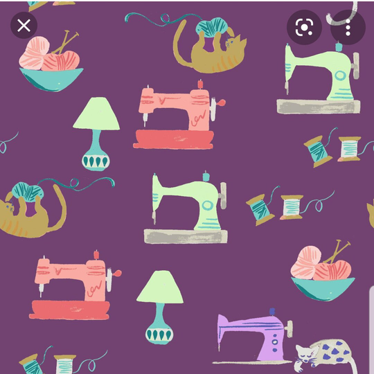 Monaluna 100% Organic Quilting Cotton Poplin Cat Fabric Sewing Machine