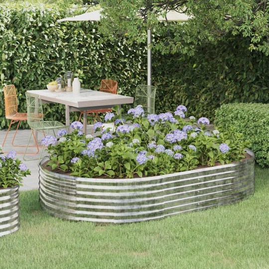 Garden Planter Powder-coated Steel 214x140x36 cm Silver