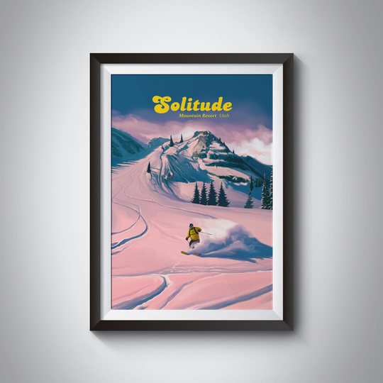 Solitude Mountain Resort Poster, Ski Print, Usa Utah, Salt Lake City, Wasatch Mountains, Big Cottonwood Canyon, Vintage Travel Print