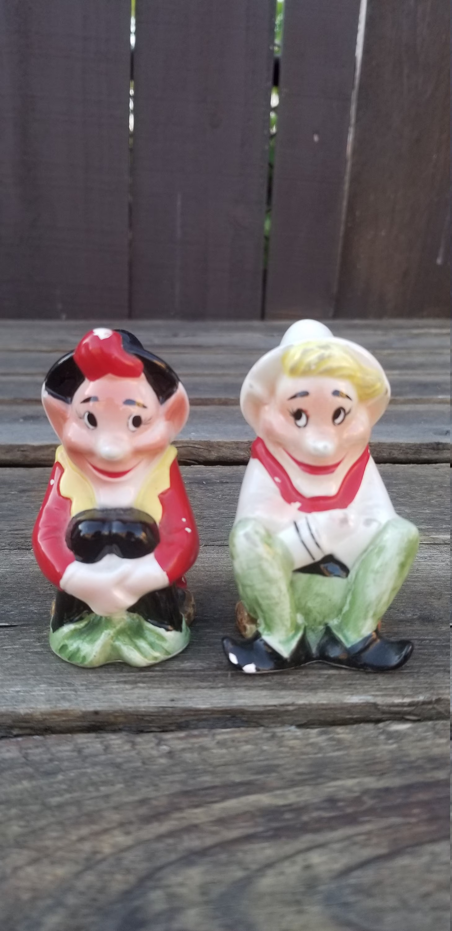 Vintage Victoria Ceramics Kneehugger Elf Salt & Pepper Shakers, 1960S Midcentury, Pixies, Made in Japan