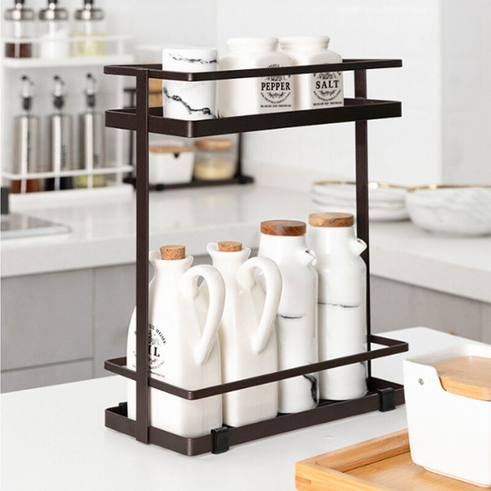 2 Tier Metal Kitchen Spice Herb Storage Rack, 27.5x12x33CM - Livingandhome