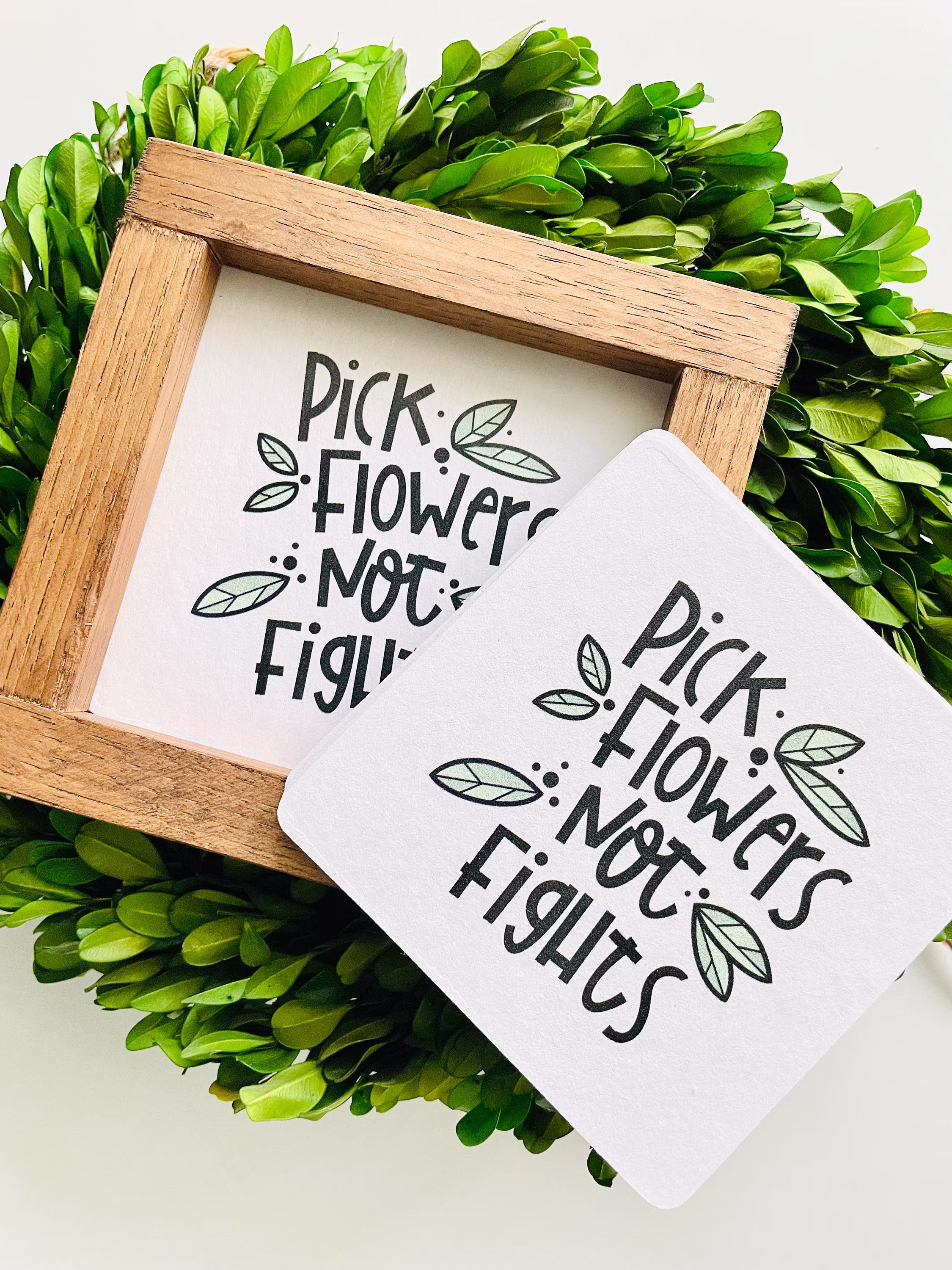 Pick Flowers Not Fights Tile, Interchangeable Decor Sign, Tiered Tray, Seasonal Home Decor, Flower Plant Lover