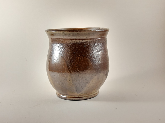 Dark Brown-Bronze Shino Glaze Vase | Soda Fired Pottery Ceramic With Drainage Hole