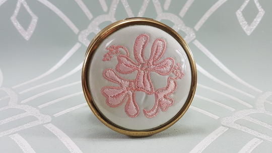 Vintage Compact Mirror, Petit Point Compact, Retro Powder Pink Floral Unique Vintage Gifts For Her