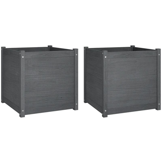 Vidaxl - Garden Planters 2 pcs Grey 60x60x60 cm Solid Pinewood Grey