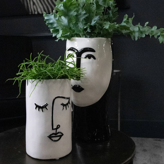 Set Of Two Abstract Face Vase Planter