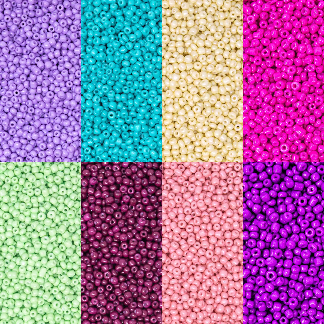 50G Bake Painted Glass Seed Beads. Opaque Round Beads For Jewellery. Approx 500 X 4mm | 6/0, 1500 3mm | 8/0, 3000 2mm | 11/0