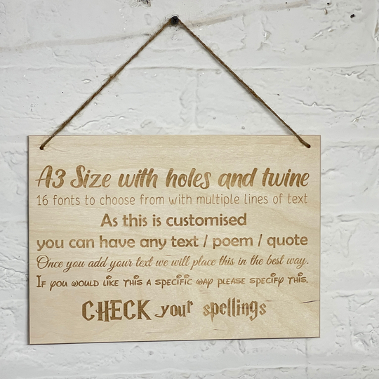 Shabby Chic Extra Large A3 Size Personalised Wooden Plaque Sign Handmade Personalized Bedroom Door/Nursery Engraved 30x42cm