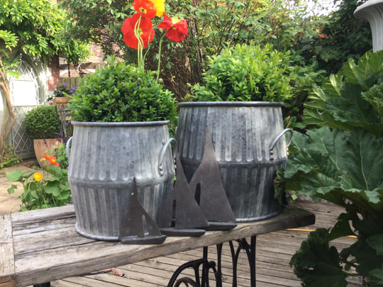 Set Of 2 Strong Galvanised Planter Tubs With Robust Handles