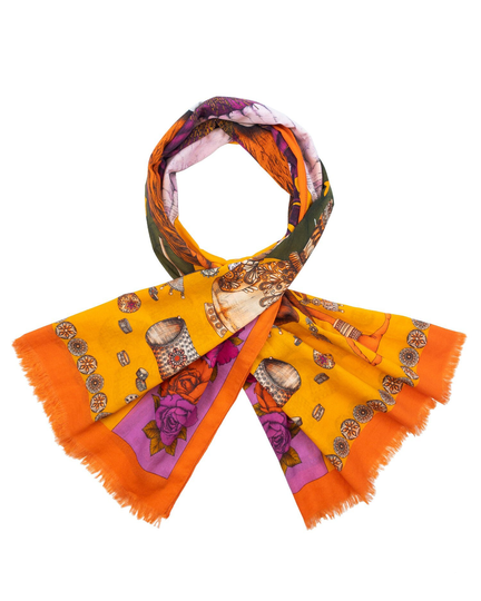 Organic Cotton Scarf, Orange Scarf, Bird Wing Shawl, Wrap Christmas Gift, Fuchsia Gift For Girlfriend