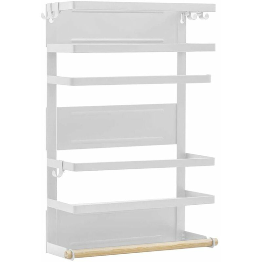 Magnetic Fridge Hanging Shelf Spice Rack Space Saving Fridge Organizer for Kitchen, White